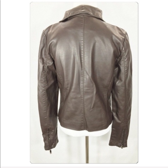 Bagatelle espresso brown faux leather asymmetrical moto jacket size Small - Picture 3 of 4